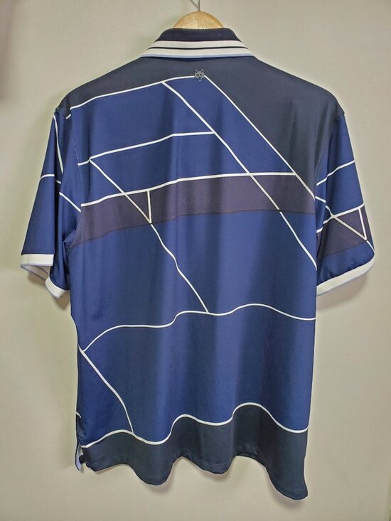 GREYSON Performance Golf Polo Shirt Stretch Snap Button Striped Geometric Men XL - Picture 8 of 12